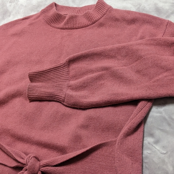 Halogen Dusty Rose Cashmere Blend Tie Front Sweater - Size M - MAKE OFFER - Picture 6 of 7